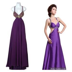 Dave & Johnny sexy side and back cutout with jewels & Sequence purple size 2